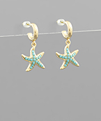  Bead Starfish Dangle Mini Hoops