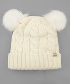  Double PomPom Cable Knit Beanie