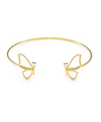  Butterfly Accent Wire Cuff Bracelet