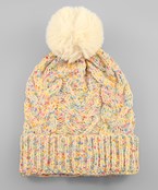  Confetti Cable Knit Pompom Beanie