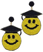  Beaded Graduation Smiley Face Earrings