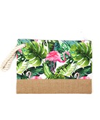  Tropical Flamingo & Jute Pouch