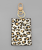  Cowhide Animal Card Holder Key Ring