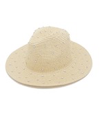  Rhinestone Embellished Straw Fedora