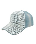  Pearl & Rhinestone Denim Cap