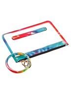  Large Leather Tie Dye Transparent Pouch Keychain