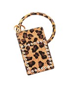  Rhinestone Cork Leopard ID Card Keychain