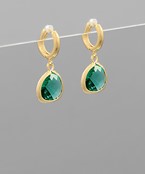  Glass Trillion Dangle Huggie Hoops
