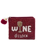  Wine O'Clock Beaded Coin Pouch 