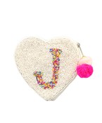  Beaded Initial Heart Coin Pouch