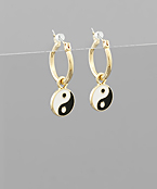  Epoxy Yin Yang Dangle Hoops