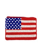  US Flag Beaded Coin Pouch