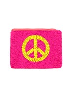  Peace Sign Beaded Coin Pouch