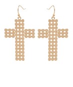  Cross Embossed Metal Earrings