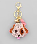  Crystal Dog Face Key Chain