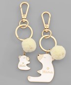  Enamel Mini & Mama Bear Keychain Set