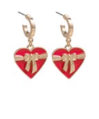  Heart & Ribbon Enamel Hoops