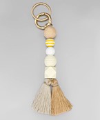  Wood & Tassel Drop Keychain