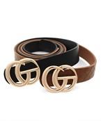 Double Circle Plain & Textured Belt Set