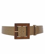  Square Wooden Buckle Woven Belt