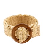  Circle Wood Buckle Rattan Belt