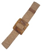  Square Lucite Buckle Straw Belt