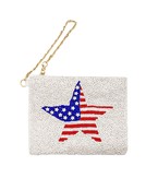  Beaded USA Flag Coin Pouch w/Chain