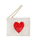  Beaded Heart Coin Pouch w/Chain