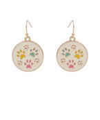  Paw Print Round Dangle Earrings