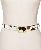  Leather Cow Print Oval Buckle Belt