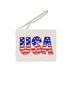  Beaded USA Flag Pouch with Chain