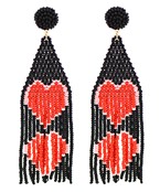  Heart Beaded Tassel Earrings