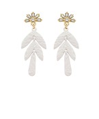  Baguette & Color Coated Leaf Earrings