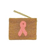  Beaded Pink Ribbon Pouch