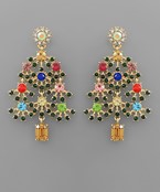  Pave Crystal Xmas Tree Drop Earrings