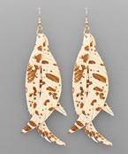  Cowhide Leather Feather Earrings
