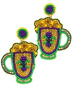  Mardi Gras Beer Mug Earrings