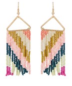  Fringe Beaded Triangle Earrings