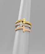  Tritone CZ Nail Ring Set