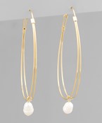  Wired Oval & Pearl Hoops