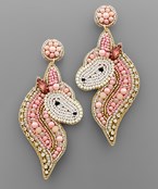  Bead Pink Unicorn Earrings