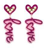  Glitter Heart & LOVE Earrings