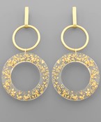  Gold Flake Link Circle Earrings