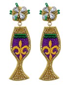  Mardi Gras Beads Wine Glass Earrings