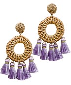  Rattan & Tassel Circle Earrings