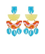  Multi Print Geometric Chandlier Earrings