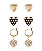  Glitter 3 Pair Heart Earrings Set