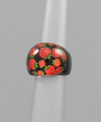  Strawberry Acrylic Dome Ring