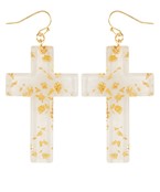  Cross Gold Flake Acrylic Earrings