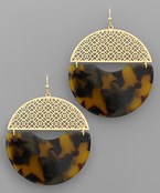  Filigree & Acrylic Link Disk Earrings
